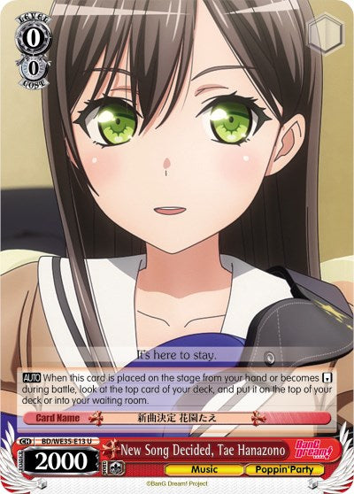 Image of New Song Decided, Tae Hanazono (BD/WE35-E13 U) (Parallel Foil) [Poppin'Party x Roselia]