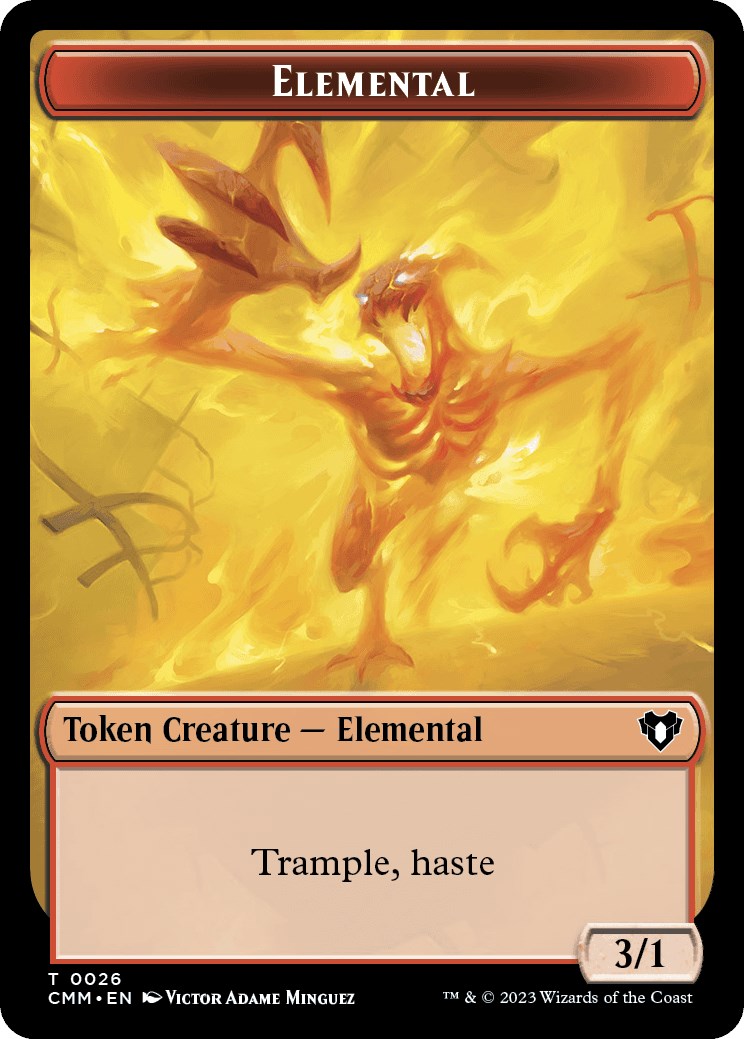 Image of Elemental (0026) // Construct (0041) Double-Sided Token [Commander Masters Tokens]