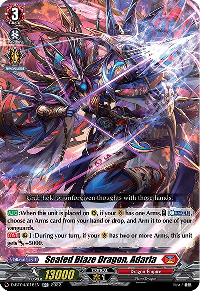 Image of Sealed Blaze Dragon, Adarla (D-BT04/016EN) [Awakening of Chakrabarthi]