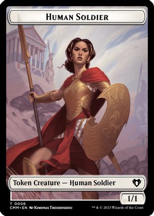 Image of Human Soldier // Cat (0005) Double-Sided Token (CMM-6 // 5) - Commander Masters Foil