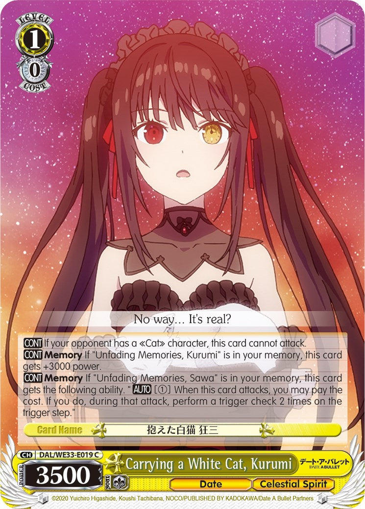 Image of Carrying a White Cat, Kurumi (DAL/WE33-E019 C) (Parallel Foil) [Date A Bullet]