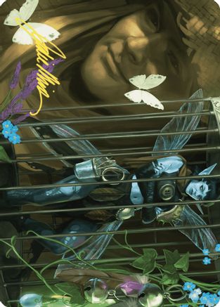 Image of Cooped Up Art Card (Gold-Stamped Signature) (ASWOE-001) - Art Series: Wilds of Eldraine