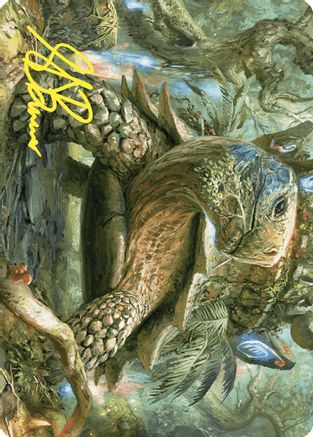 Image of Blossoming Tortoise Art Card (Gold-Stamped Signature) (ASWOE-024) - Art Series: Wilds of Eldraine