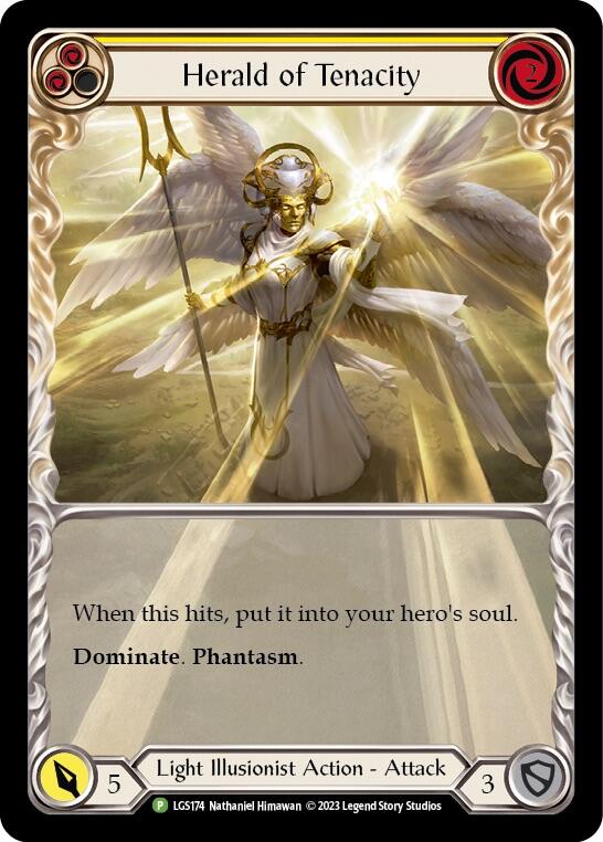 Image of Herald of Tenacity (Yellow) [LGS174] (Promo)  Rainbow Foil