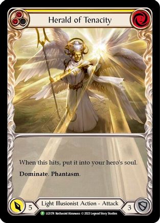 Image of Herald of Tenacity (Yellow) - LGS174 (LGS174) - Flesh and Blood: Promo Cards Rainbow Foil