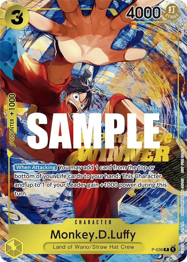 Image of Monkey.D.Luffy (Pre-Release Tournament) [Winner] [One Piece Promotion Cards]