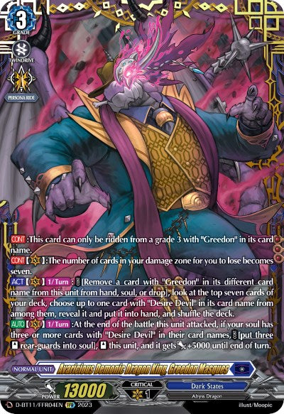 Image of Avaricious Demonic Dragon King, Greedon Masques (D-BT11/FFR04EN) [Clash of the Heroes]