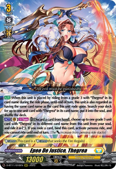Image of Epee De Justice, Thegrea (D-BT11/010EN) [Clash of the Heroes]