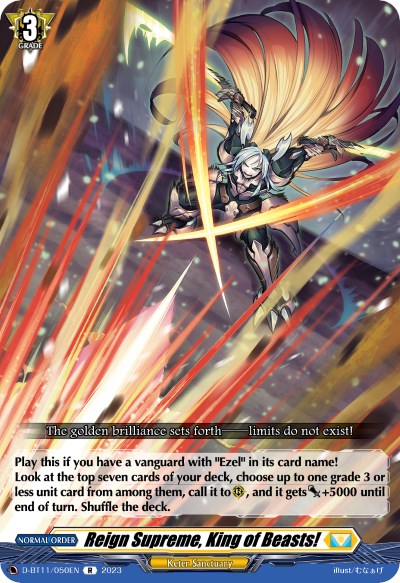 Image of Reign Supreme, King of Beasts! (D-BT11/050EN) [Clash of the Heroes]
