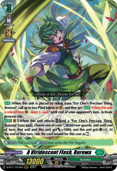 Image of A Viridescent Flash, Rorowa (D-BT11/014EN) [Clash of the Heroes]