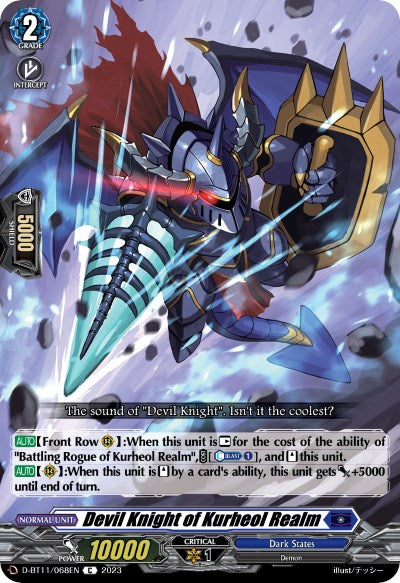 Image of Devil Knight of Kurheol Realm (D-BT11/068EN) [Clash of the Heroes]
