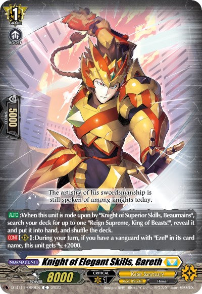 Image of Knight of Elegant Skills, Gareth (D-BT11/090EN) [Clash of the Heroes]