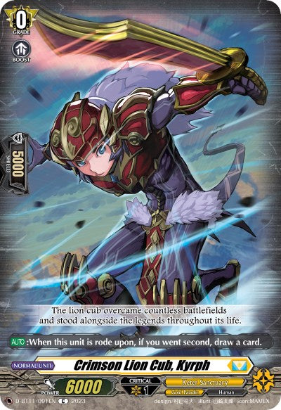 Image of Crimson Lion Cub, Kyrph (D-BT11/091EN) [Clash of the Heroes]
