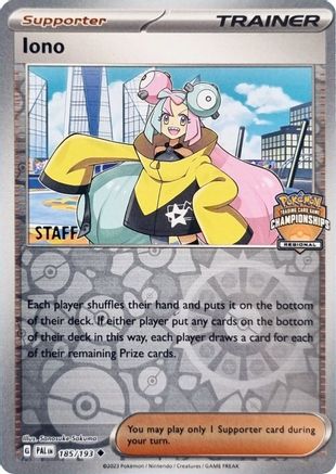 Image of Iono (185/193) (Regional Championships Promo Staff) [League & Championship Cards]
