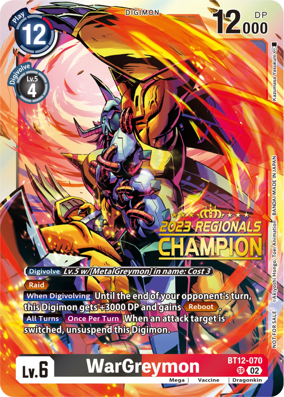 Image of WarGreymon [BT12-070] (2023 Regionals Champion) [Across Time]