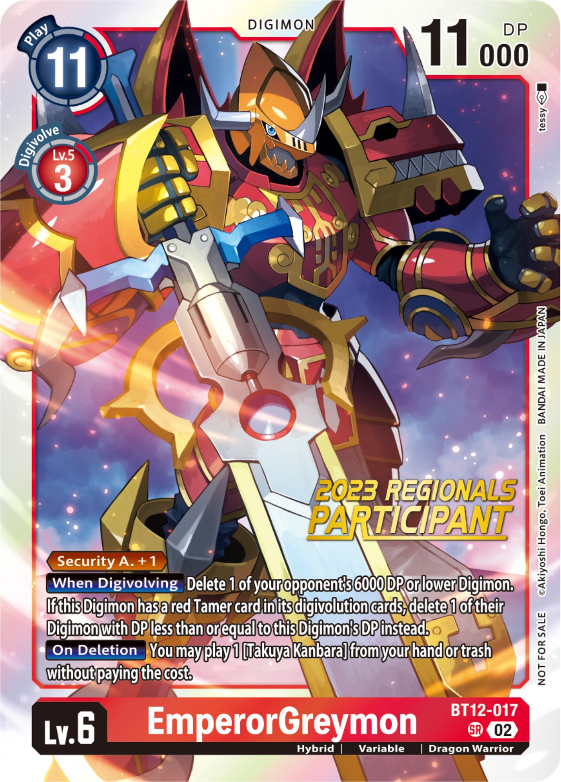 Image of EmperorGreymon [BT12-017] (2023 Regionals Participant) [Across Time]