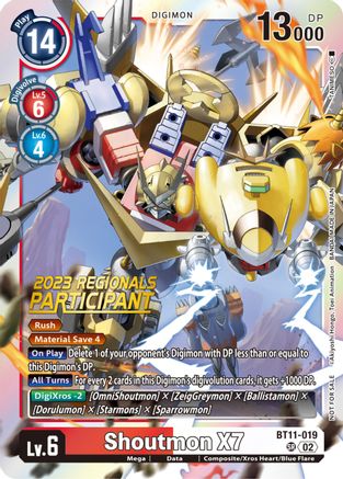 Image of Shoutmon X7 [BT11-019] (2023 Regionals Participant) [Dimensional Phase]
