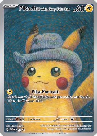 Image of Pikachu with Grey Felt Hat (085) [Scarlet & Violet: Black Star Promos]