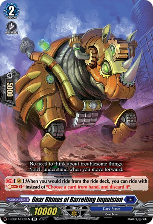 Image of Gear Rhinos of Barrelling Impulsion (D-SS07/002EN) [Trial Deck 7: Descendants of the Marine Emperor]