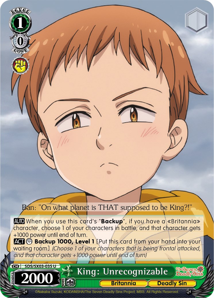 Image of King: Unrecognizable (SDS/SX03-035 U) [The Seven Deadly Sins]