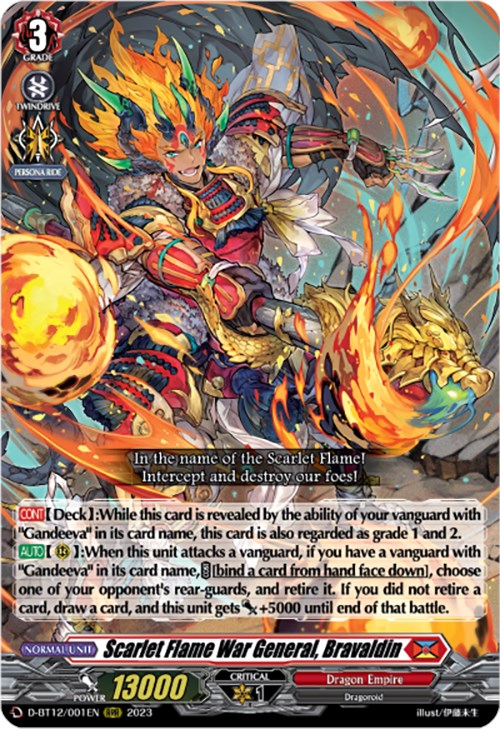 Image of Scarlet Flame War General, Bravaldin (D-BT12/001EN) [Evenfall Onslaught]