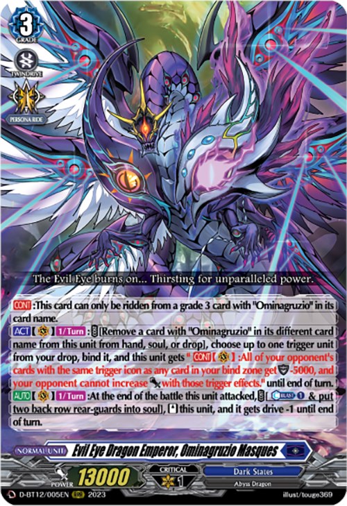 Image of Evil Eye Dragon Emperor, Ominagruzio Masques (D-BT12/005EN) [Evenfall Onslaught]