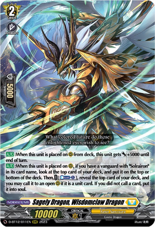 Image of Sagely Dragon, Wisdomclaw Dragon (D-BT12/011EN) [Evenfall Onslaught]