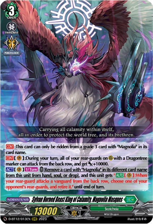 Image of Sylvan Horned Beast King of Calamity, Magnolia Masques (D-BT12/013EN) [Evenfall Onslaught]