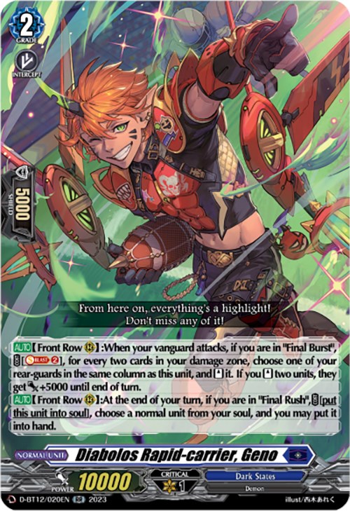 Image of Diabolos Rapid-carrier, Geno (D-BT12/020EN) [Evenfall Onslaught]