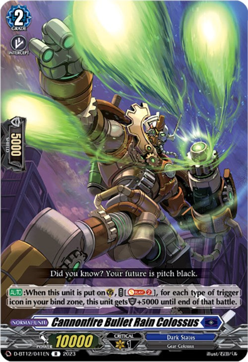 Image of Cannonfire Bullet Rain Colossus (D-BT12/041EN) [Evenfall Onslaught]