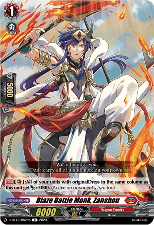 Image of Blaze Battle Monk, Zanshou (D-BT12/062EN) [Evenfall Onslaught]