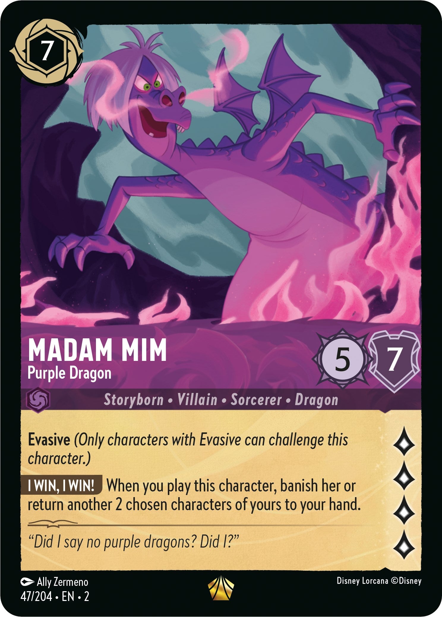 Image of Madam Mim - Purple Dragon (47/204) [Rise of the Floodborn]