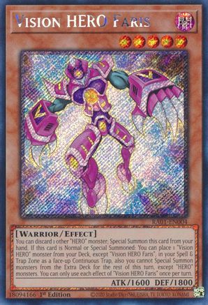 Image of Vision HERO Faris [RA01-EN004] Platinum Secret Rare