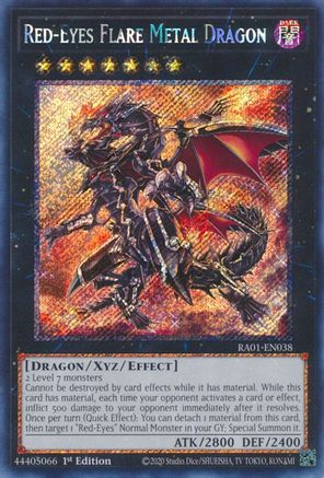Image of Red-Eyes Flare Metal Dragon [RA01-EN038] Platinum Secret Rare