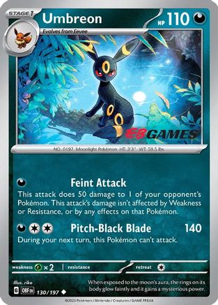 Image of Umbreon (130/197) (EBGames Exclusive) [Scarlet & Violet: Obsidian Flames]