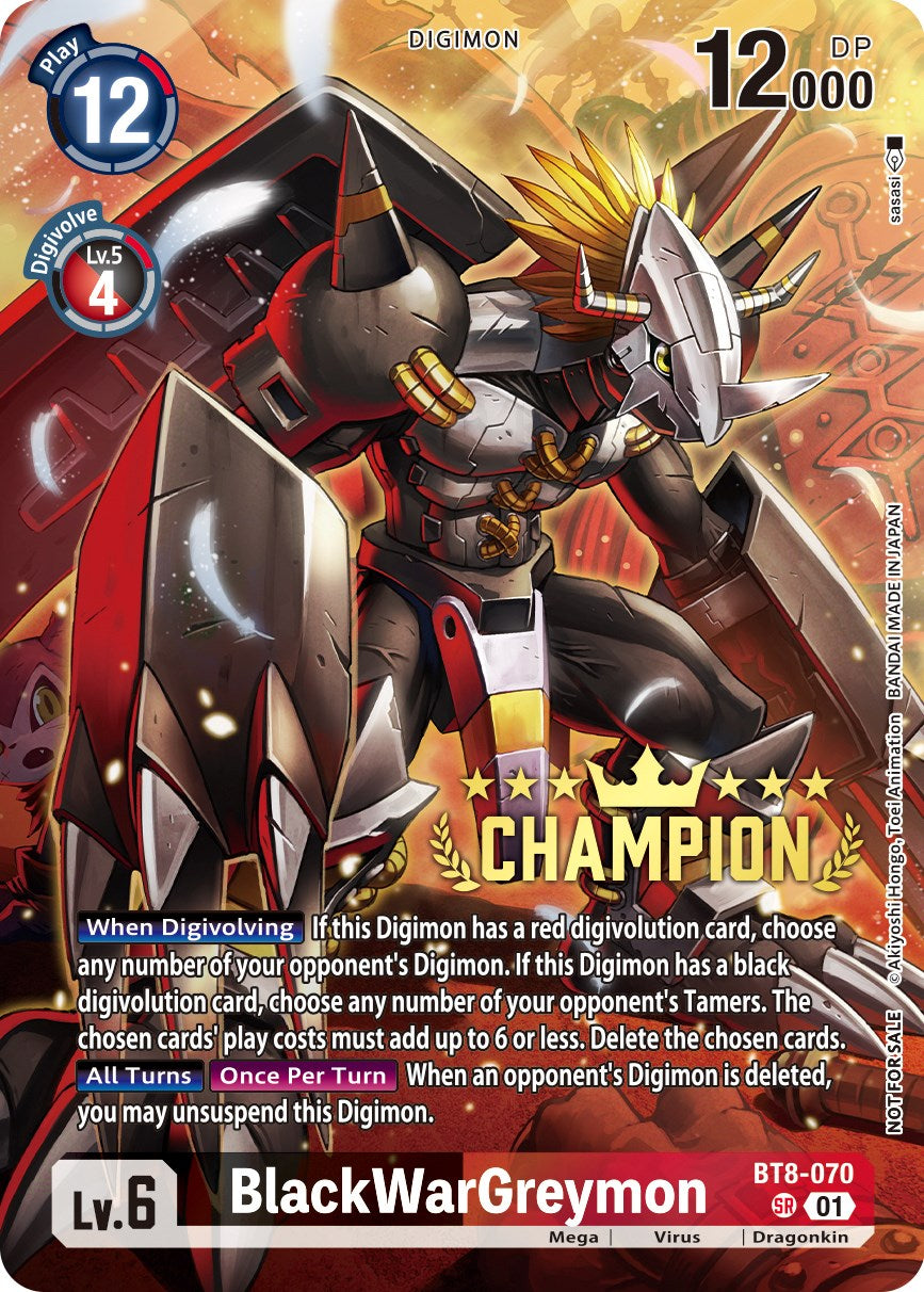 Image of BlackWarGreymon [BT8-070] (Digimon 3-On-3 November 2023 Champion) [New Awakening]