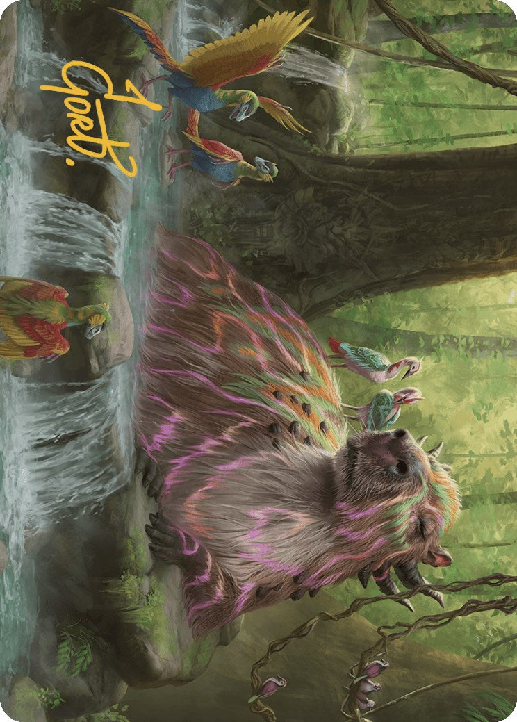 Image of Basking Capybara Art Card (Gold-Stamped Signature) [The Lost Caverns of Ixalan Art Series]
