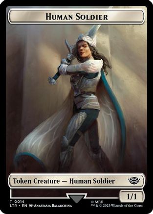 Image of Human Soldier (0014) // Food (0023) Double-Sided Token (Surge Foil) [The Lord of the Rings: Tales of Middle-Earth Tokens]