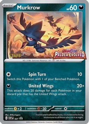 Image of Murkrow (021) (Staff) [Scarlet & Violet: Black Star Promos]