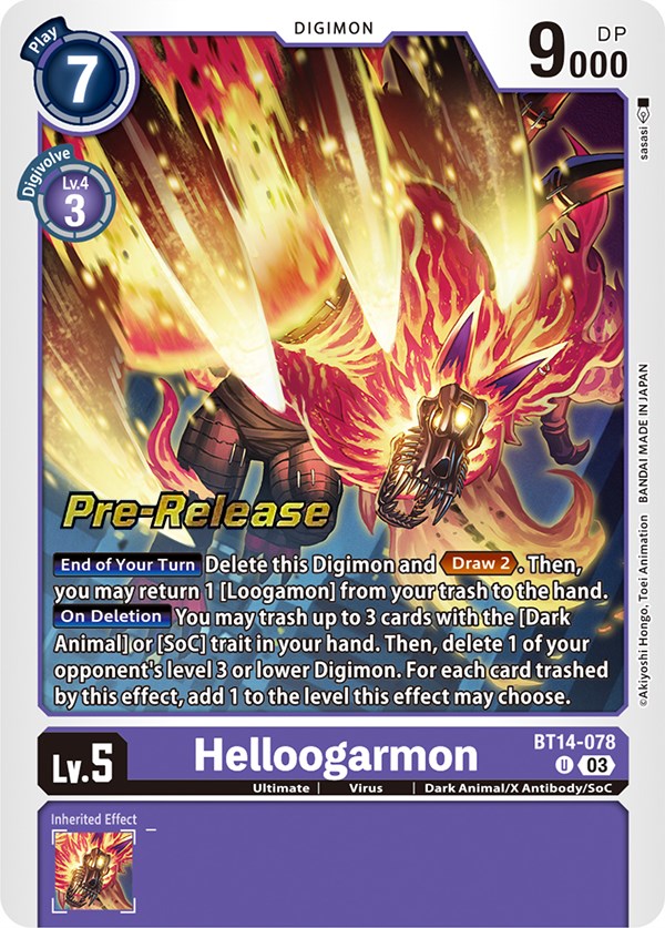 Image of Helloogarmon [BT14-078] [Blast Ace Pre-Release Cards]