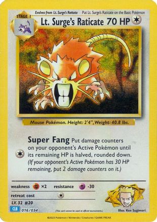 Image of Lt. Surge's Raticate [Trading Card Game Classic]