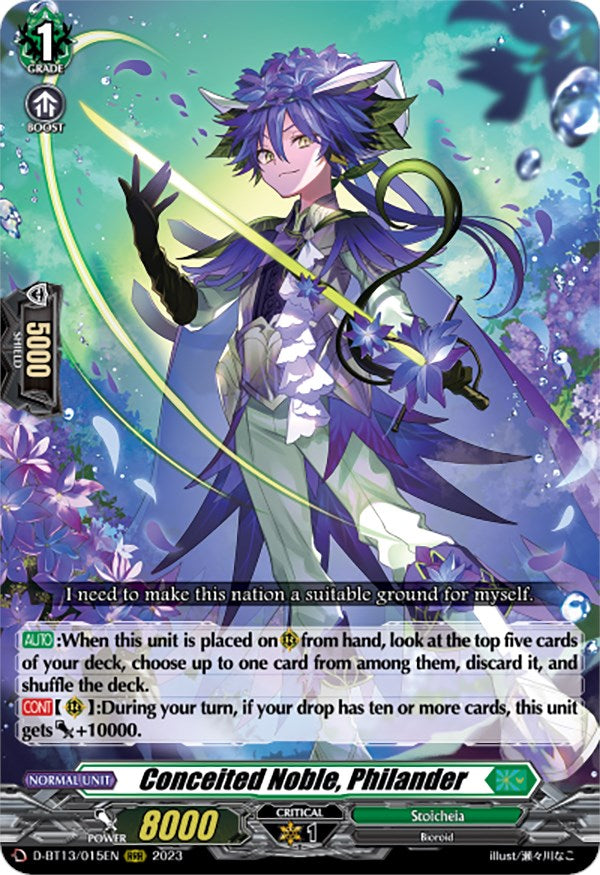 Image of Conceited Noble, Philander (D-BT13/015EN) [Flight of Chakrabarthi]