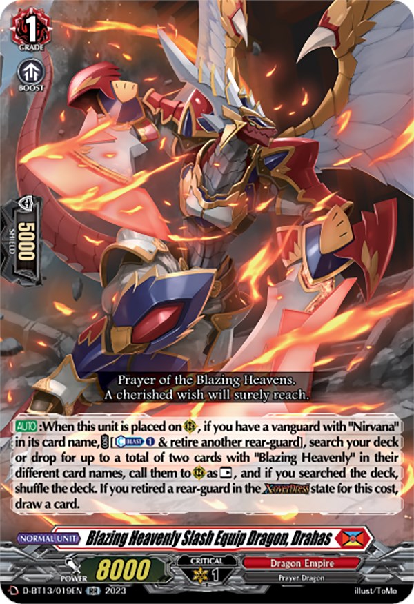 Image of Blazing Heavenly Slash Equip Dragon, Drahas (D-BT13/019EN) [Flight of Chakrabarthi]