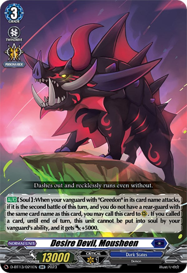Image of Desire Devil, Mousheen (D-BT13/021EN) [Flight of Chakrabarthi]