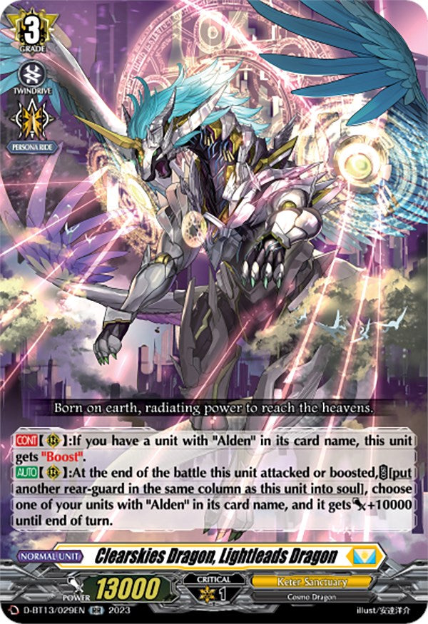 Image of Clearskies Dragon, Lightleads Dragon (D-BT13/029EN) [Flight of Chakrabarthi]