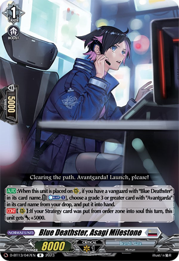 Image of Blue Deathster, Asagi Milestone (D-BT13/047EN) [Flight of Chakrabarthi]