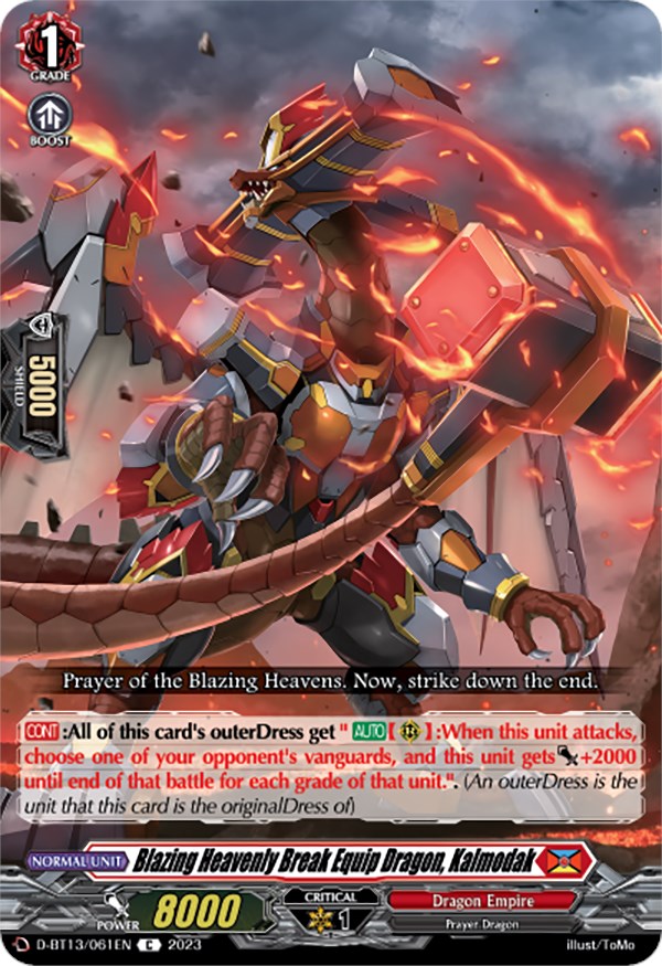 Image of Blazing Heavenly Break Equip Dragon, Kalmodak (D-BT13/061EN) [Flight of Chakrabarthi]