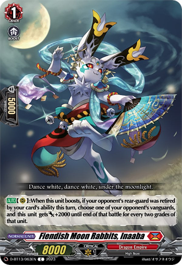 Image of Fiendish Moon Rabbits, Inaaba (D-BT13/063EN) [Flight of Chakrabarthi]