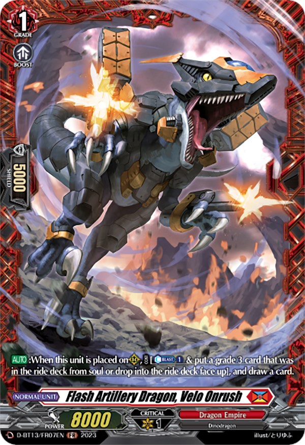 Image of Flash Artillery Dragon, Velo Onrush (FR) (D-BT13/FR07EN) [Flight of Chakrabarthi]