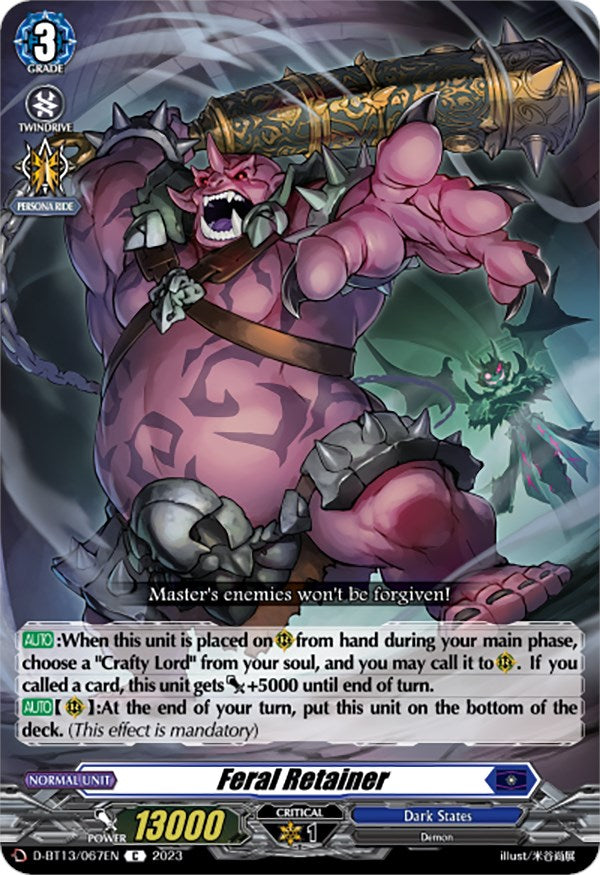 Image of Feral Retainer (D-BT13/067EN) [Flight of Chakrabarthi]